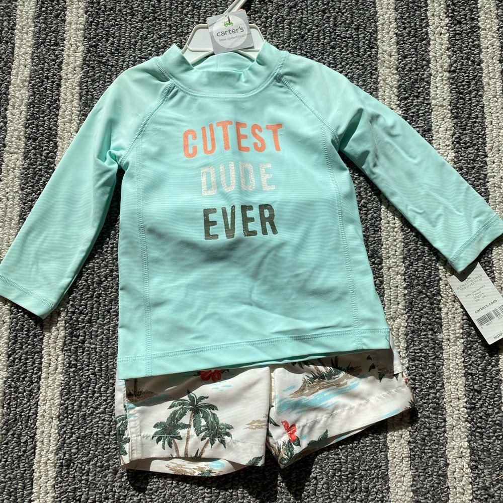Carter Rash Guard and Swim Trunks - size 12 months